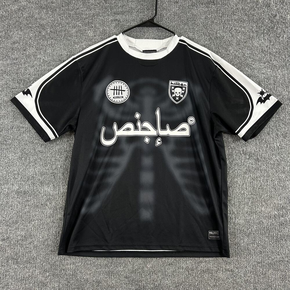 Killtec Shirt Large FC Soccer Jersey Graphic Black Skeleton Street Punk Gothic